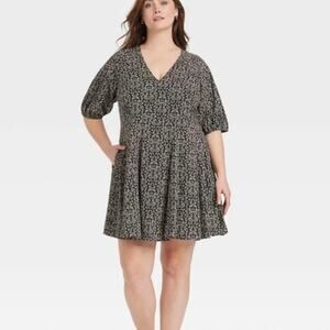 Women's Floral Mini Dress Bell Elbow Sleeves - Universal Thread Size XL